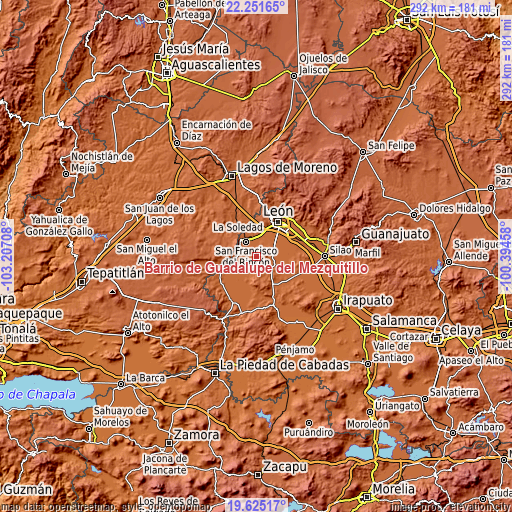 Topographic map of Barrio de Guadalupe del Mezquitillo
