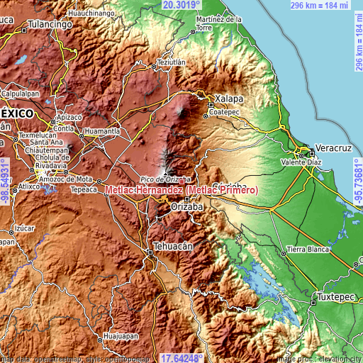 Topographic map of Metlac Hernández (Metlac Primero)