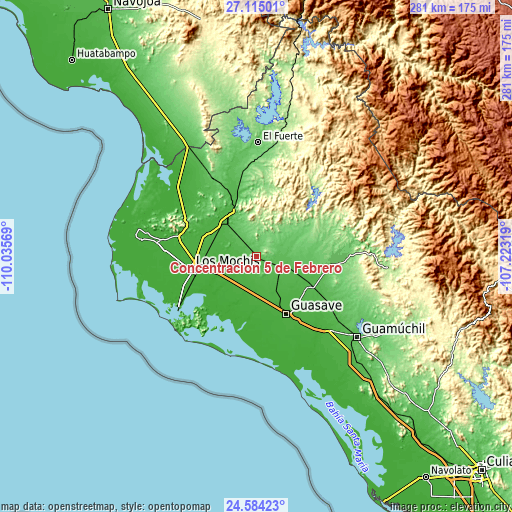 Topographic map of Concentración 5 de Febrero