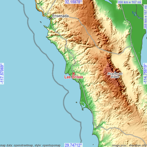 Topographic map of Las Brisas