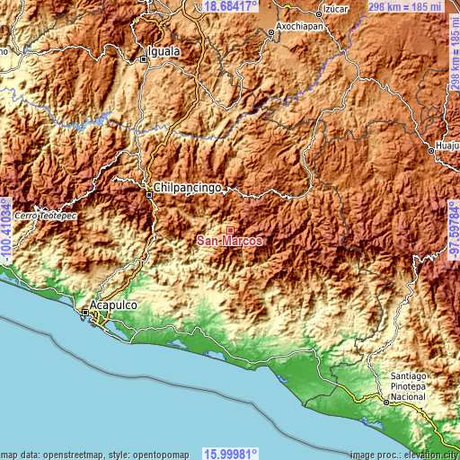 Topographic map of San Marcos