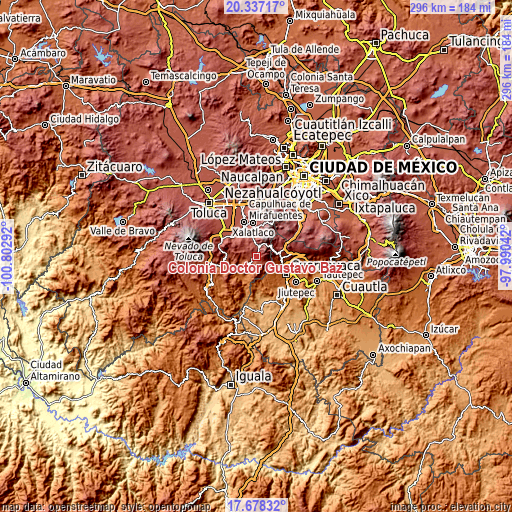 Topographic map of Colonia Doctor Gustavo Baz