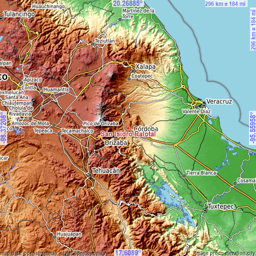 Topographic map of San Isidro Palotal