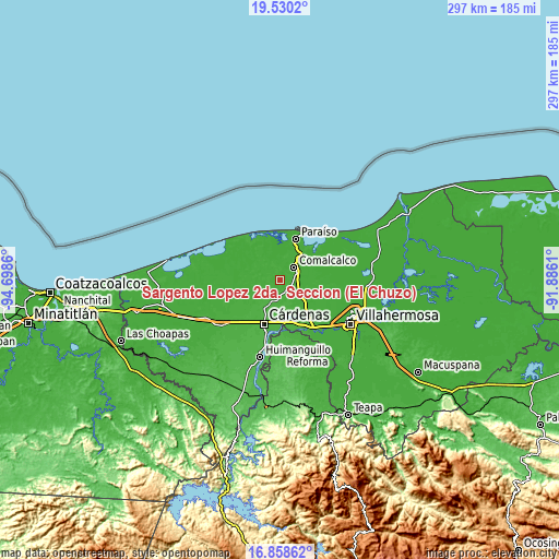 Topographic map of Sargento López 2da. Sección (El Chuzo)