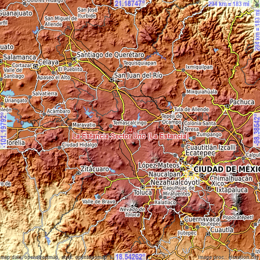 Topographic map of La Estancia Sector Uno (La Estancia)