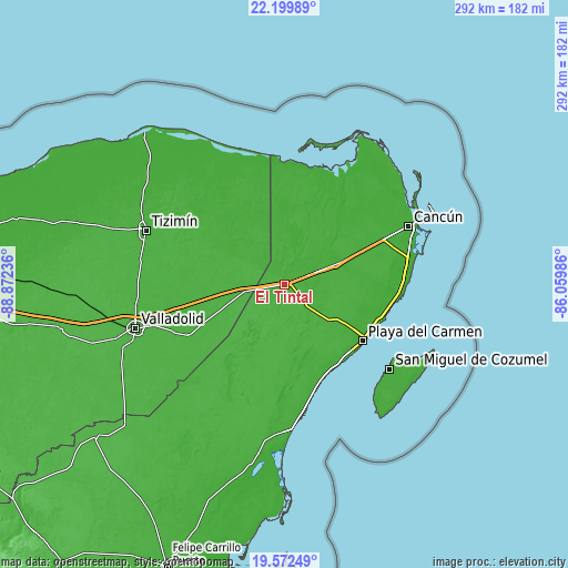 Topographic map of El Tintal