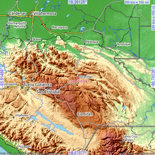 Topographic map of Los Pinos