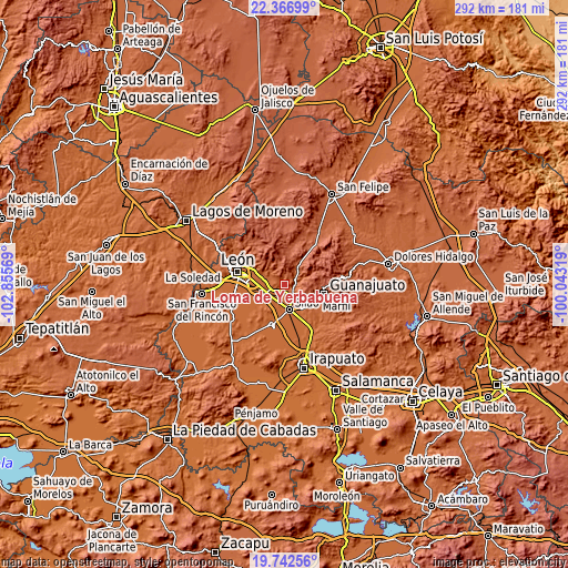 Topographic map of Loma de Yerbabuena