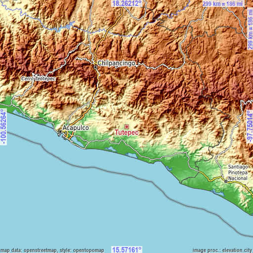 Topographic map of Tutepec