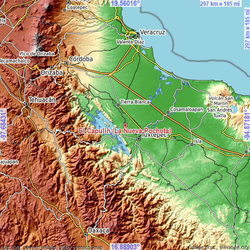 Topographic map of El Capulín (La Nueva Pochota)