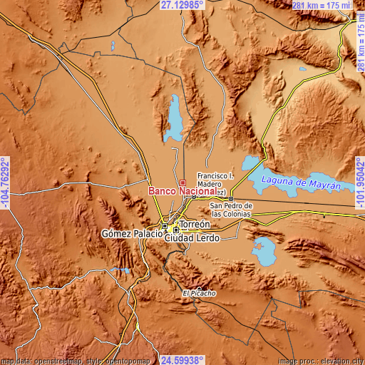 Topographic map of Banco Nacional