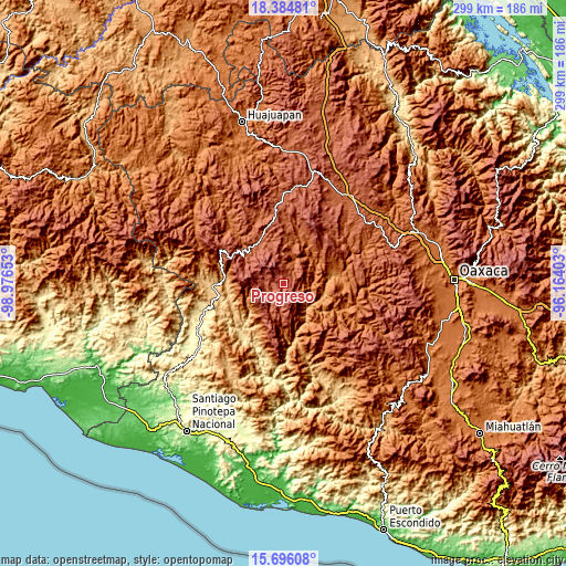 Topographic map of Progreso