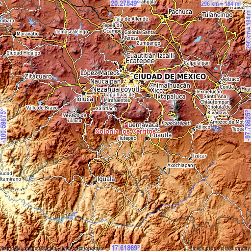 Topographic map of Colonia los Cerritos