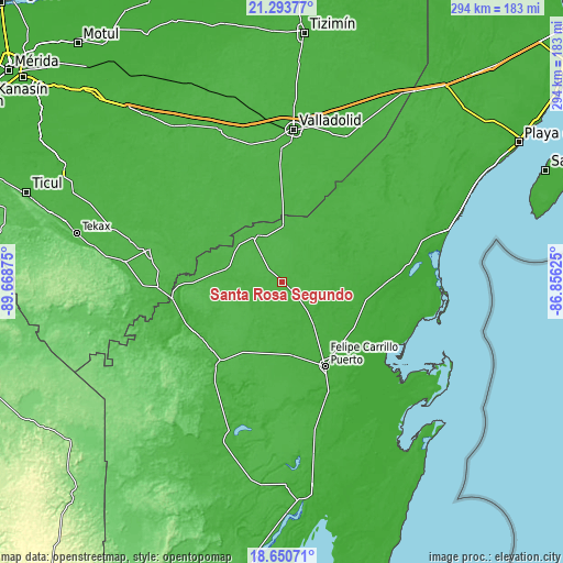 Topographic map of Santa Rosa Segundo