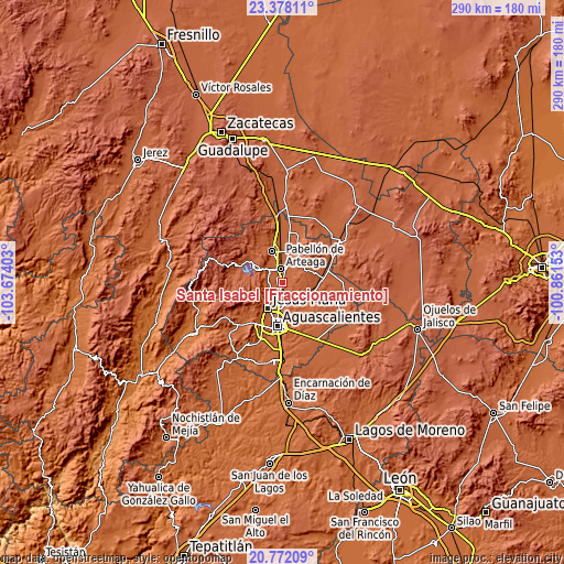 Topographic map of Santa Isabel [Fraccionamiento]