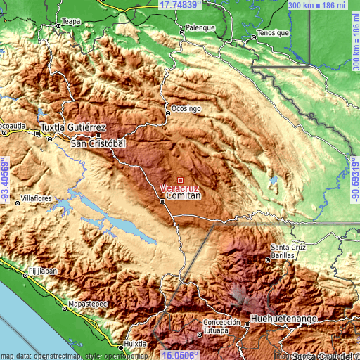 Topographic map of Veracruz