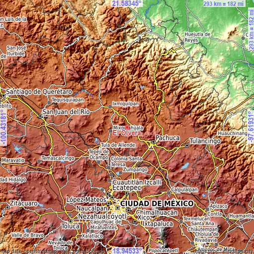 Topographic map of El Olvera