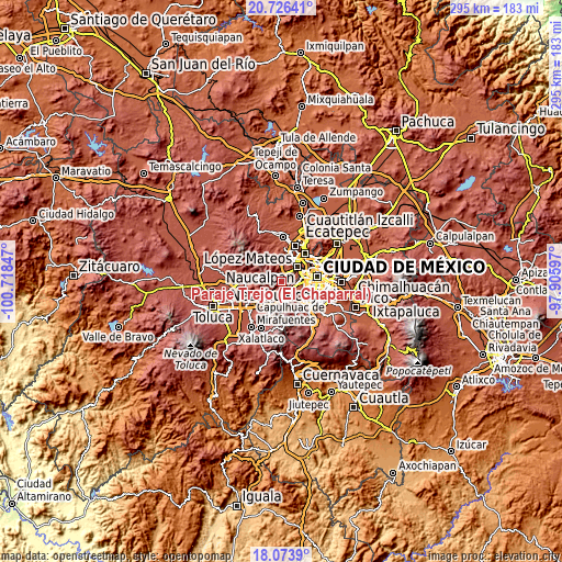 Topographic map of Paraje Trejo (El Chaparral)
