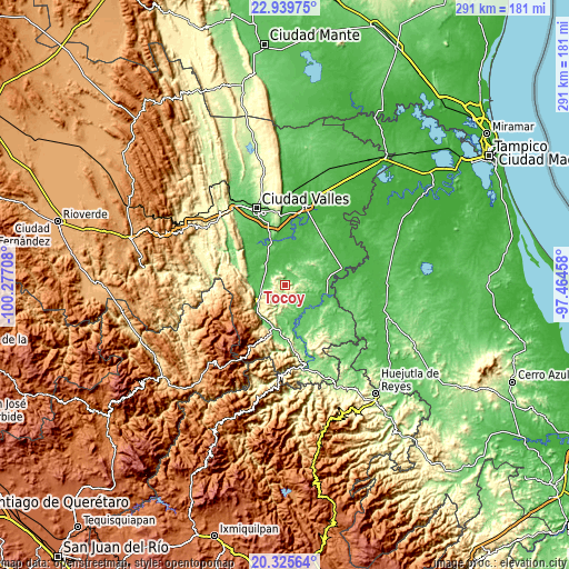 Topographic map of Tocoy