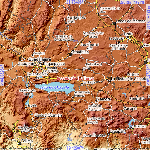 Topographic map of Joconoxtle (La Tuna)