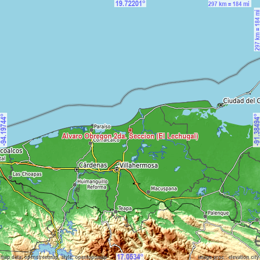 Topographic map of Álvaro Obregón 2da. Sección (El Lechugal)