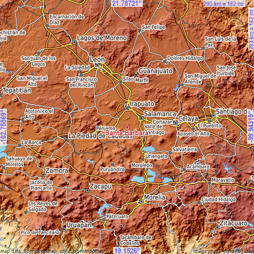 Topographic map of Santa Bárbara