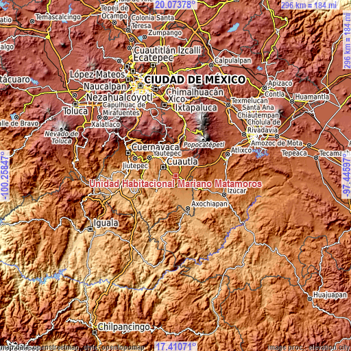 Topographic map of Unidad Habitacional Mariano Matamoros