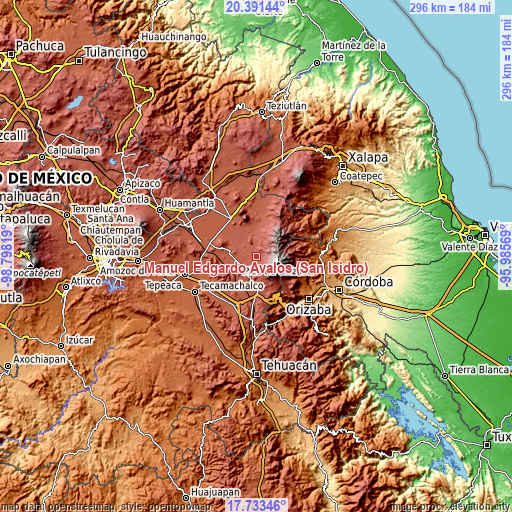 Topographic map of Manuel Edgardo Ávalos (San Isidro)