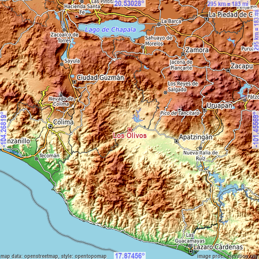 Topographic map of Los Olivos