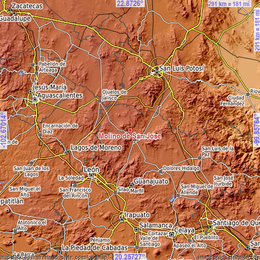 Topographic map of Molino de San José