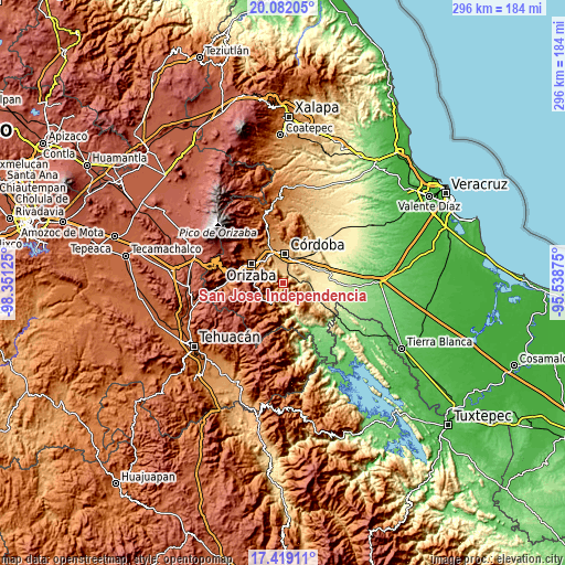 Topographic map of San José Independencia