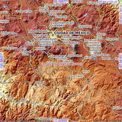 Topographic map of Tierra Larga (Campo Nuevo)