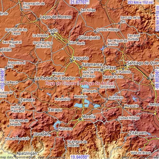 Topographic map of Hoya de Cintora (La Hoya de Arriba)