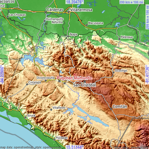 Topographic map of Pugchén Mumuntic