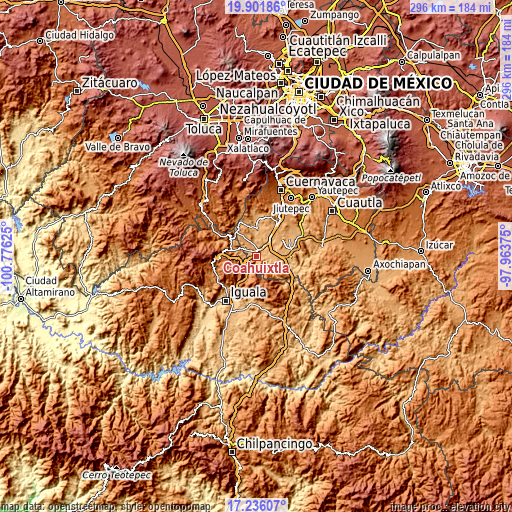 Topographic map of Coahuixtla