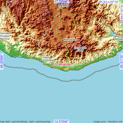 Topographic map of El Camalote
