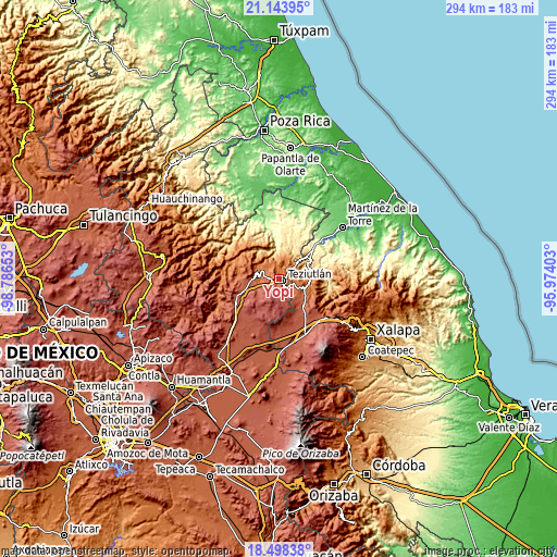 Topographic map of Yopi