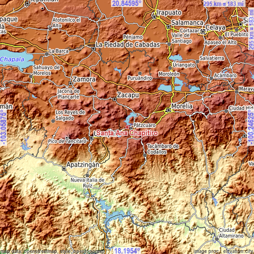 Topographic map of Santa Ana Chapitiro