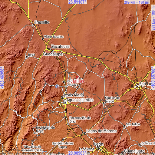 Topographic map of Jarillas