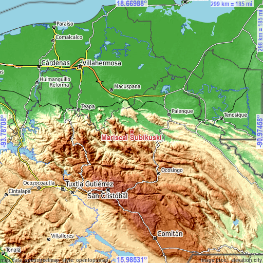 Topographic map of Mariscal Subikuski