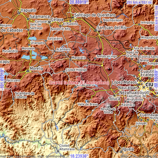 Topographic map of Cuartel la Mesa (El Asoleadero)