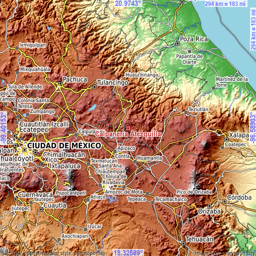 Topographic map of Calpanería Atezquilla