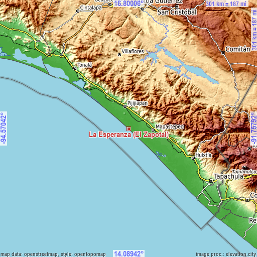 Topographic map of La Esperanza (El Zapotal)