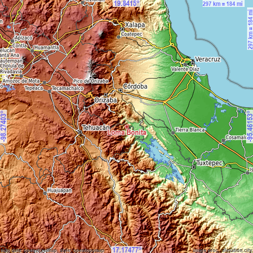 Topographic map of Loma Bonita