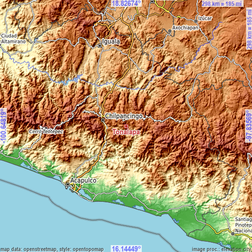 Topographic map of Tonalapa