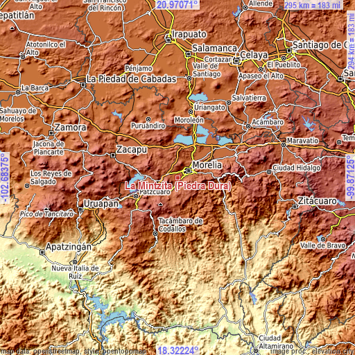 Topographic map of La Mintzita (Piedra Dura)
