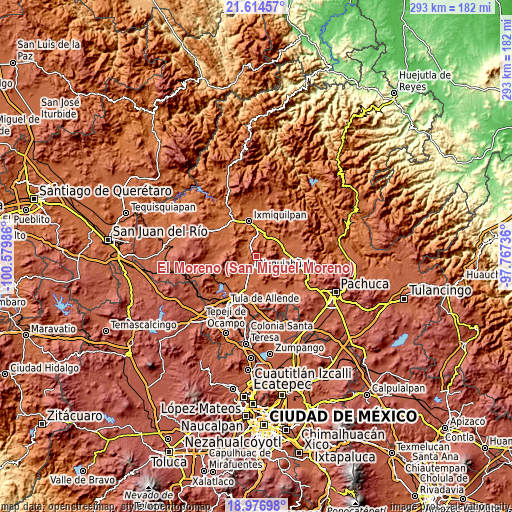 Topographic map of El Moreno (San Miguel Moreno)