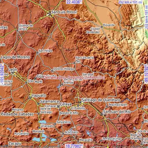 Topographic map of Derramadero Segundo (Infiernillo)