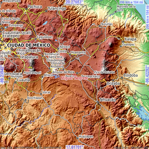 Topographic map of Miguel Negrete