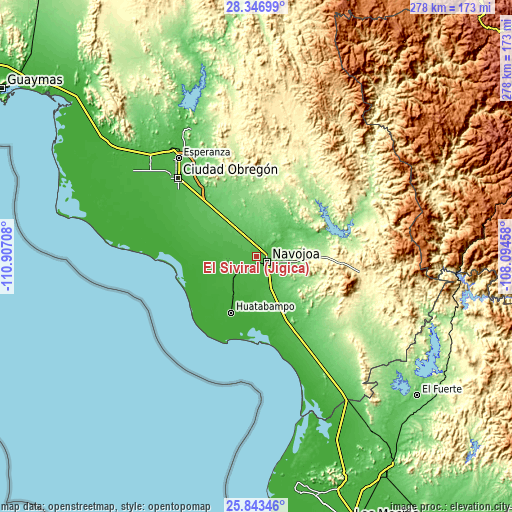 Topographic map of El Siviral (Jigica)